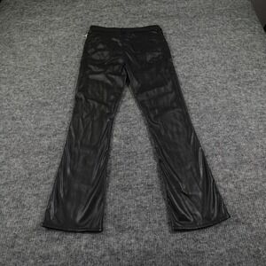 MOTHER Jeans‎ Womens 28 Black The Insider Flood Jeans Faux Leather High Rise